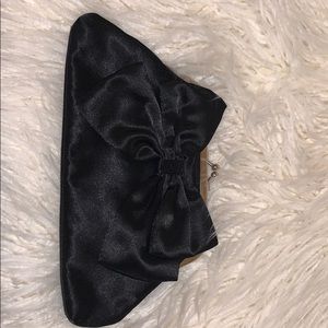 Black satin evening handbag